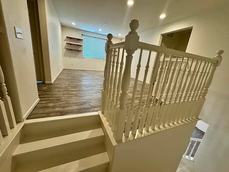 Stairs leading up to the beautiful loft and family room