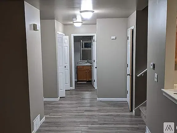 Lower level hallway. Lots of storage! 1/2 bath downstairs.