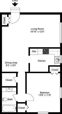 One bedroom floor plan One bedroom floor plan