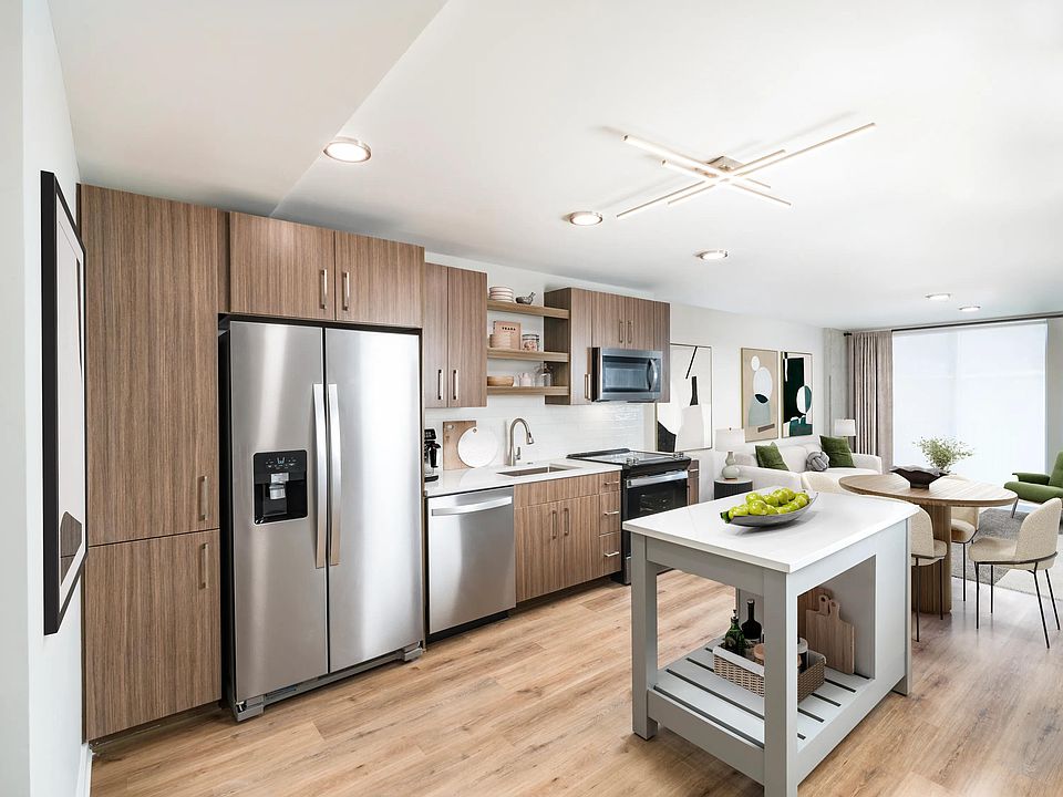 Large chef's island with built-in storage and ENERGY STAR_ stainless steel appliances.