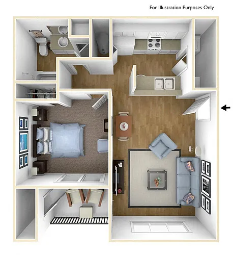 Floor plan One Bed One Bath
