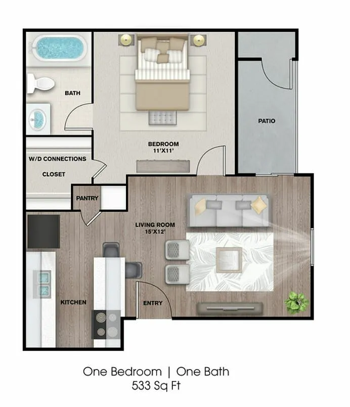 Floor plan 1 Bdrm Standard