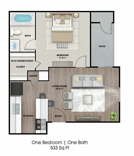Floor plan 1 Bdrm Standard