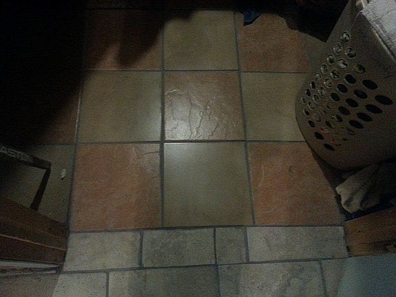 Tiled laundry room floor