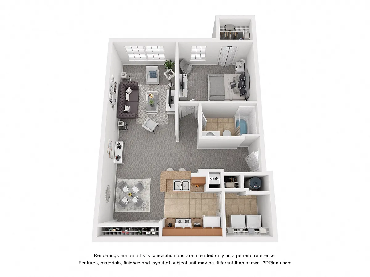 Floor plan One Bedroom One Bath