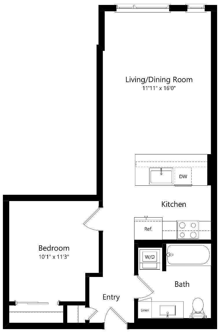 Floor plan Urban One Bedroom U5