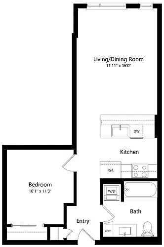 Floor plan Urban One Bedroom U5