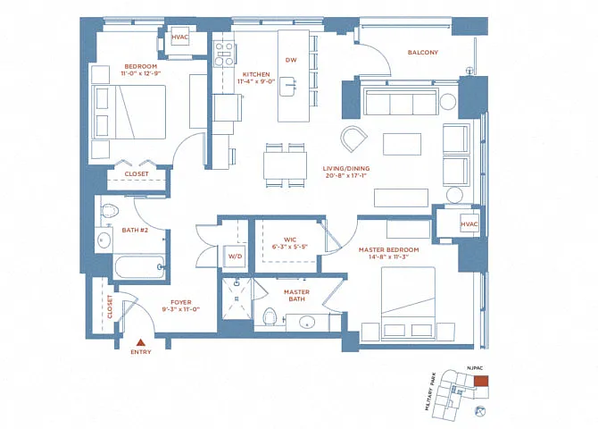 Floor plan 2 Bed/2 Bath