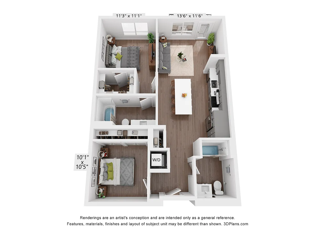 Floor plan 2 Bedroom, 2 Bath