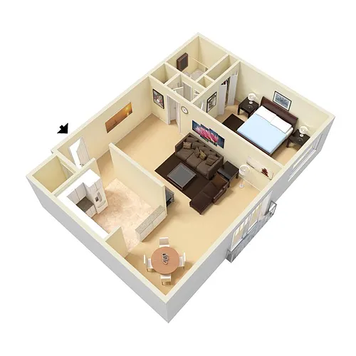 Floor plan 1 Bedroom 1 Bath