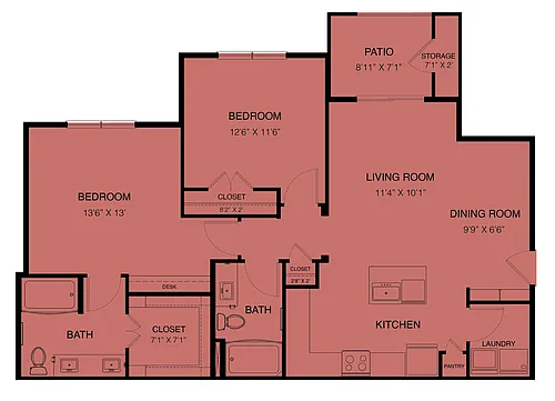 Floor plan B2-Kerr 80% (Income Restrictions Apply)