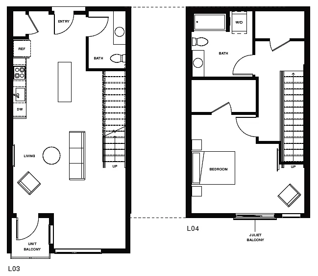 Floor plan 1 Bedroom Townhouse TH2