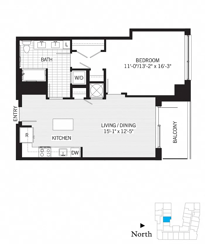 Floor plan 1 Bed - 1 Bath | a09