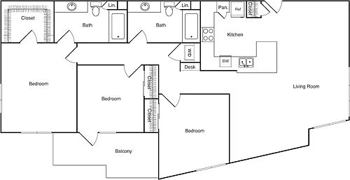 Floor plan Three Bedroom - E