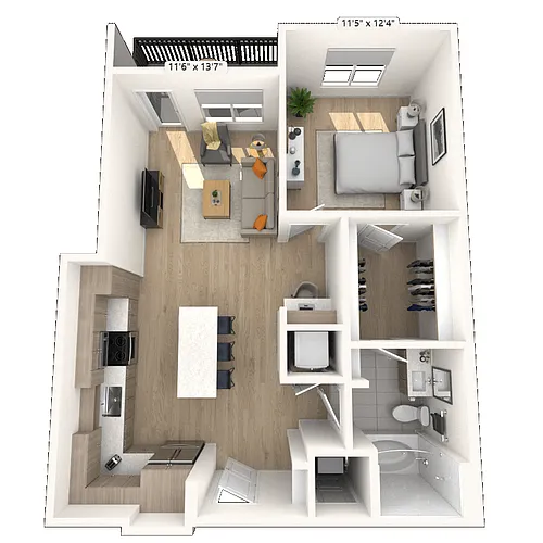 Floor plan A5 1x1 801 SF