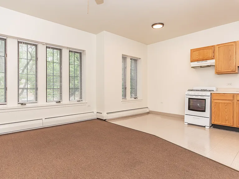1 bedroom 1 bathroom kitchen and living room area.