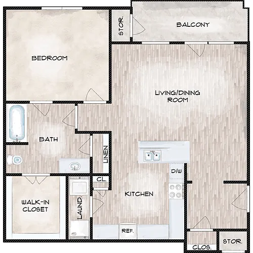 Floor plan 1 Bed 1 Bath