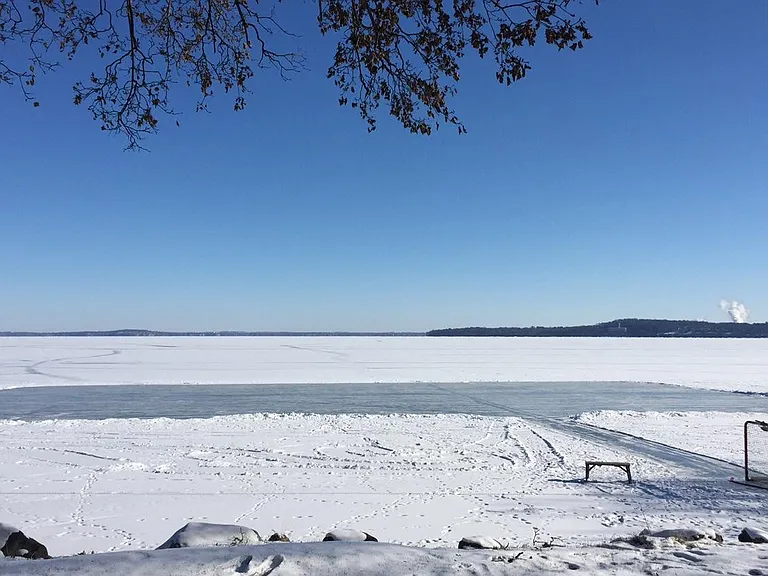 Winter ice skating rink in front of our property.