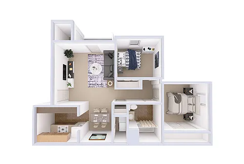 Floor plan 2 Bedroom, 1 Bath