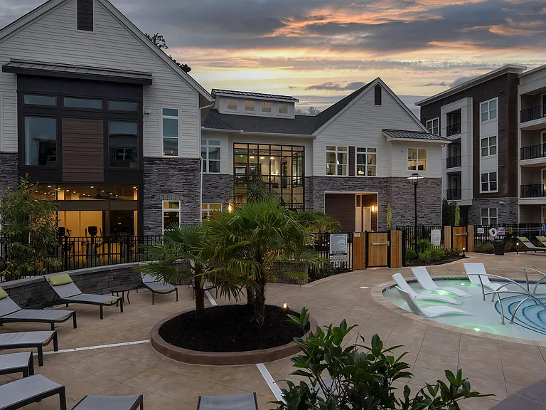 Outdoor View of Clubhouse at Sunset