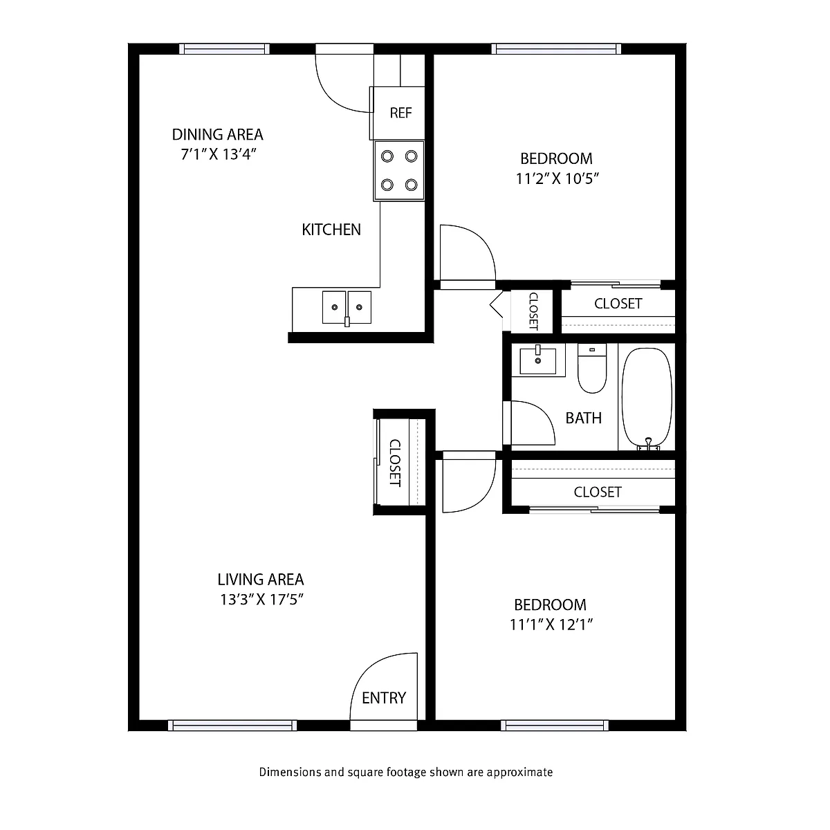 Floor plan 2 Bedroom / 1 Bath