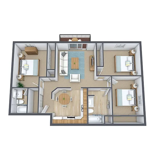 Floor plan Three Bedroom 32B
