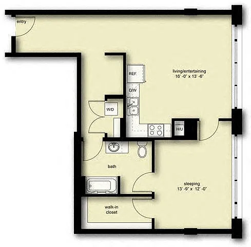 Floor plan Nolo 1 Bed 1 Bath B1