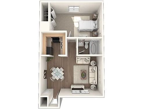 Floor plan 1 Bedroom 1 Bath - B