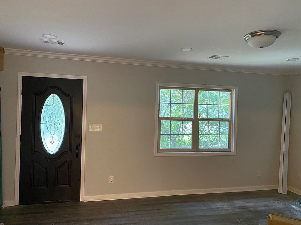 Front door and living room