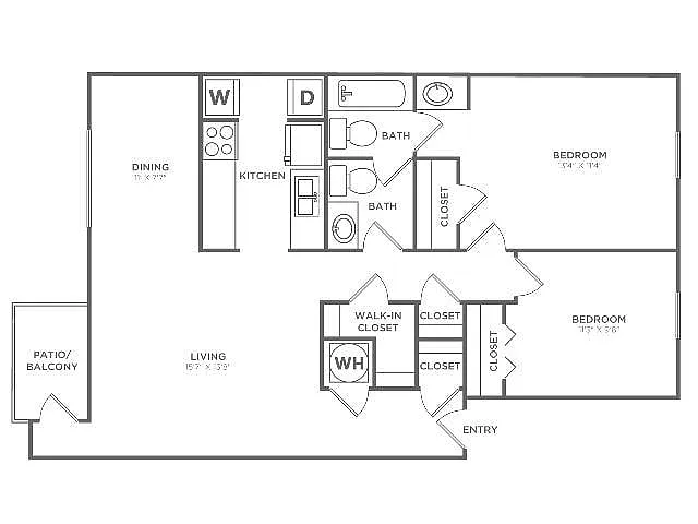 Floor plan Sycamore (936 SF)