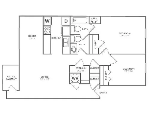 Floor plan Sycamore (936 SF)