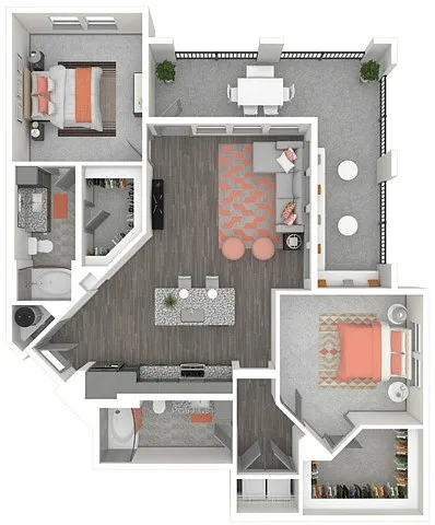 Floor plan B7-The Artistic | 1,200 SF