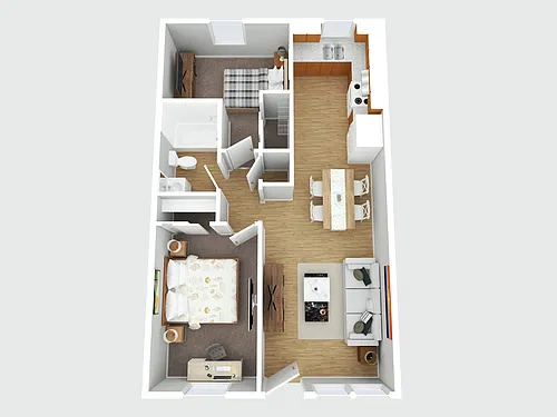 Floor plan Holloway Dr. - 2 Bedroom, 1 Bath