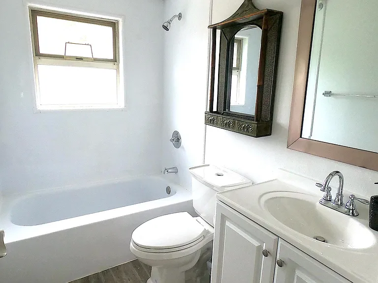 Newly updated bathroom. Tub has been recently replaced and shower has been tiled.