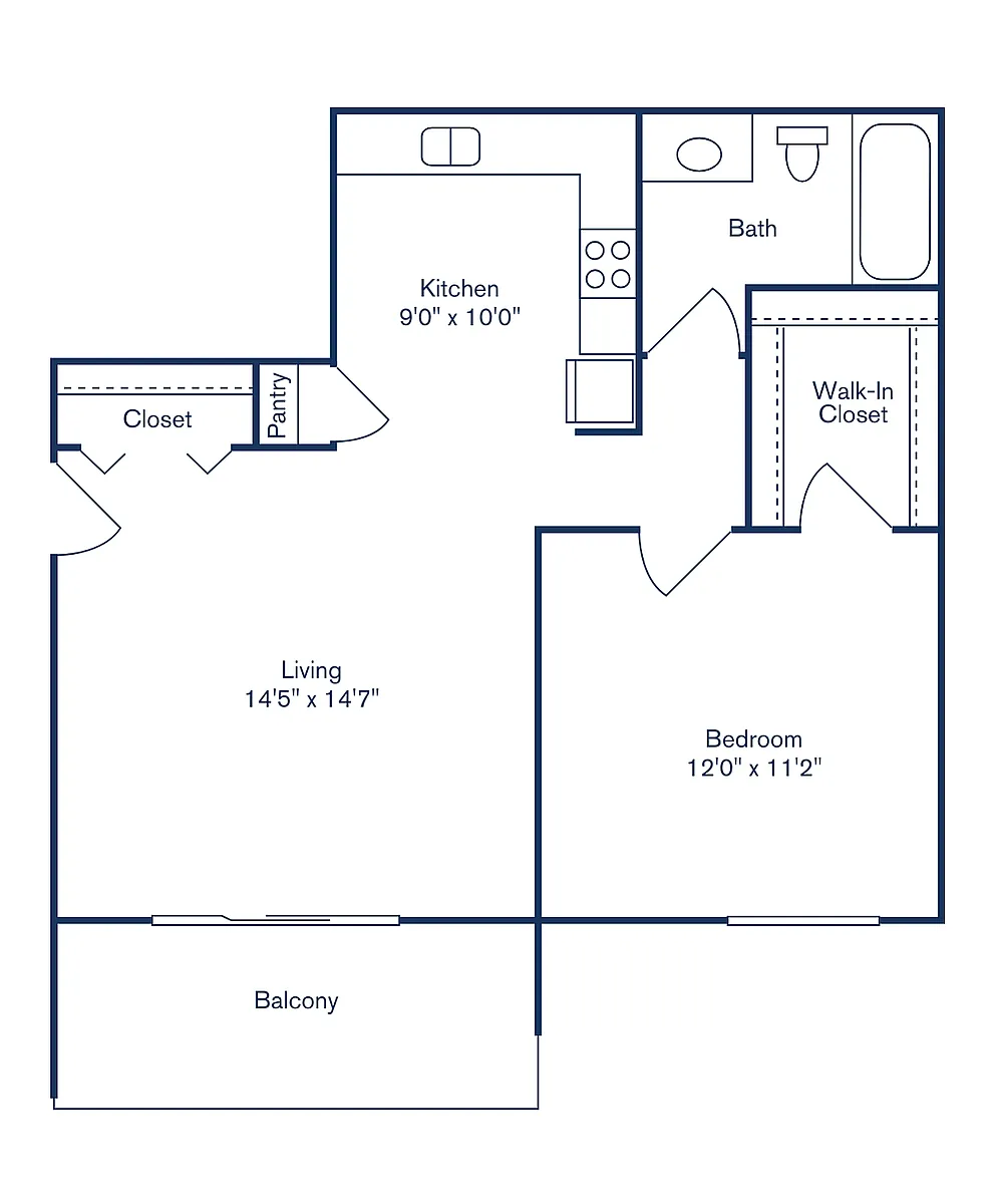 Floor plan Phase II, Floorplan D, 1 Bedroom, 1 Bath