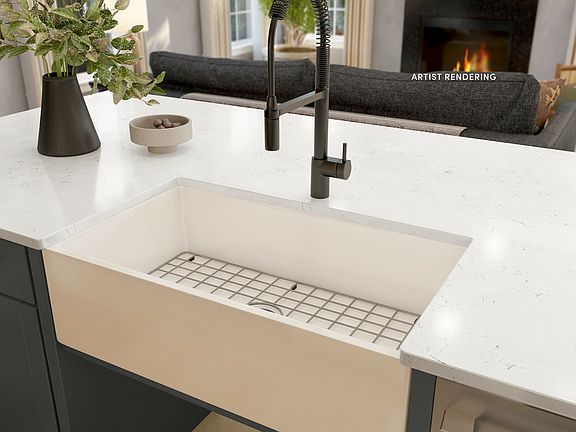 Apron sink in kitchen island