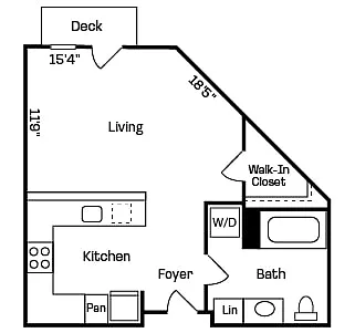 Floor plan 0BD, 1BTH C