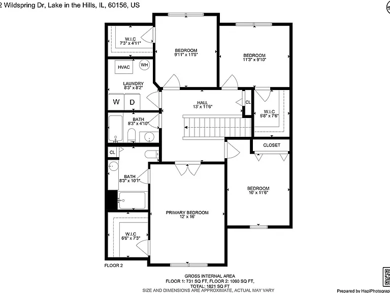 Upper level floor plan
