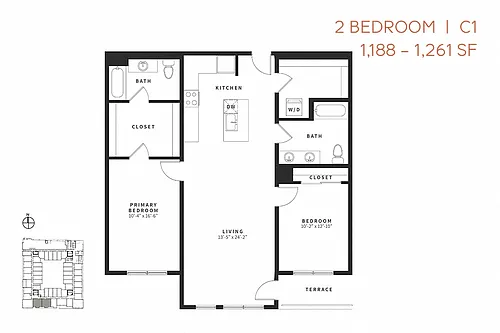 Floor plan Two Bedroom C1