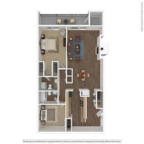 Floor plan 2 Bed 2 Bath - Henley