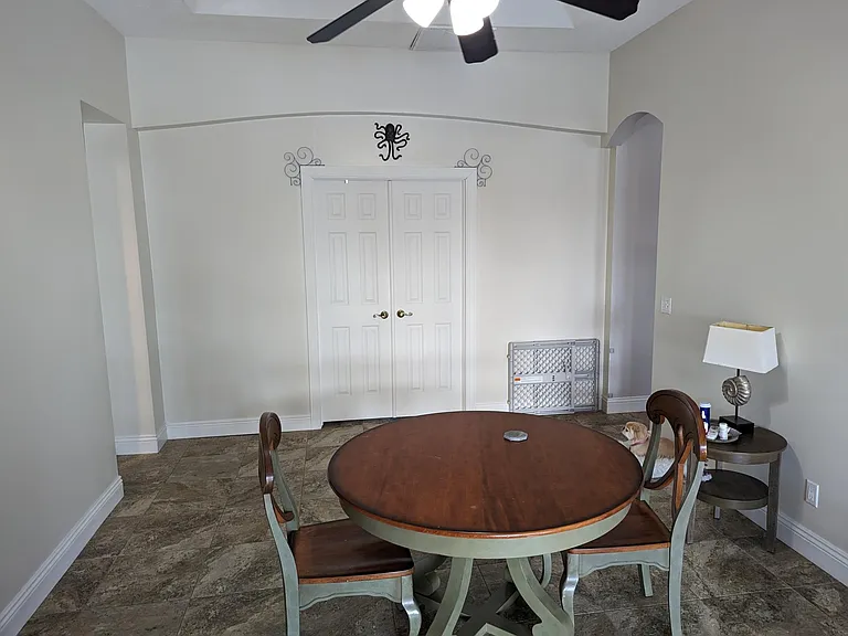 Game room, view from pool doors. The double shown here access bedroom #3.