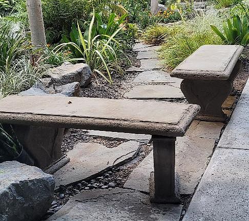 benches in courtyard