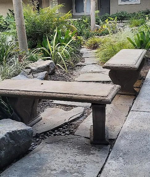 benches in courtyard