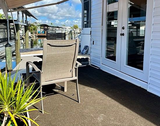 Back patio on bay