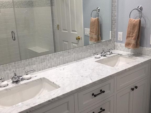 Hall bath. Marble