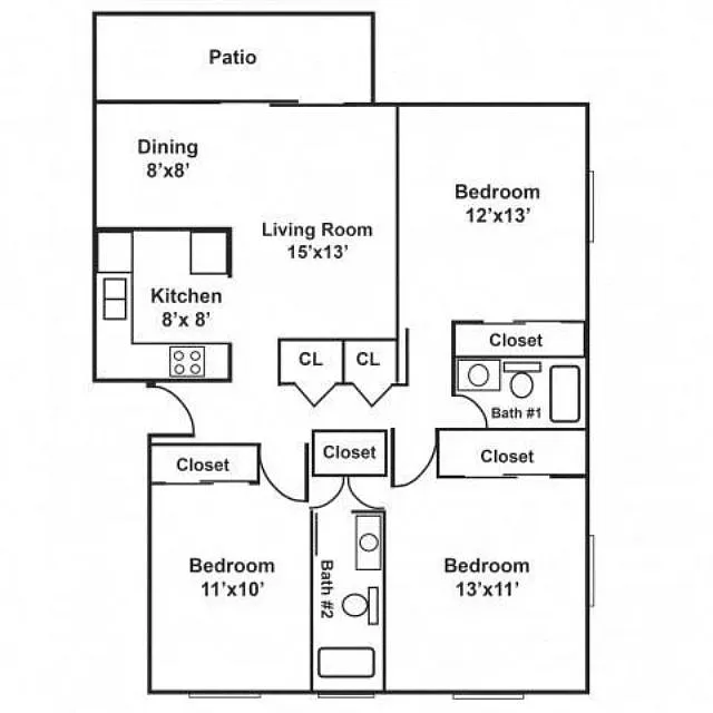 Floor plan 3x2 Renovated