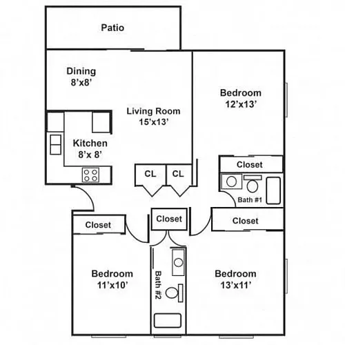 Floor plan 3x2 Renovated