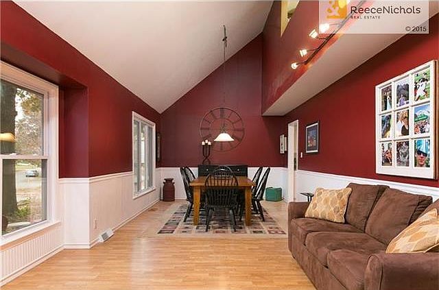 Vaulted living and dining room. Lots of natural light. Newer windows!