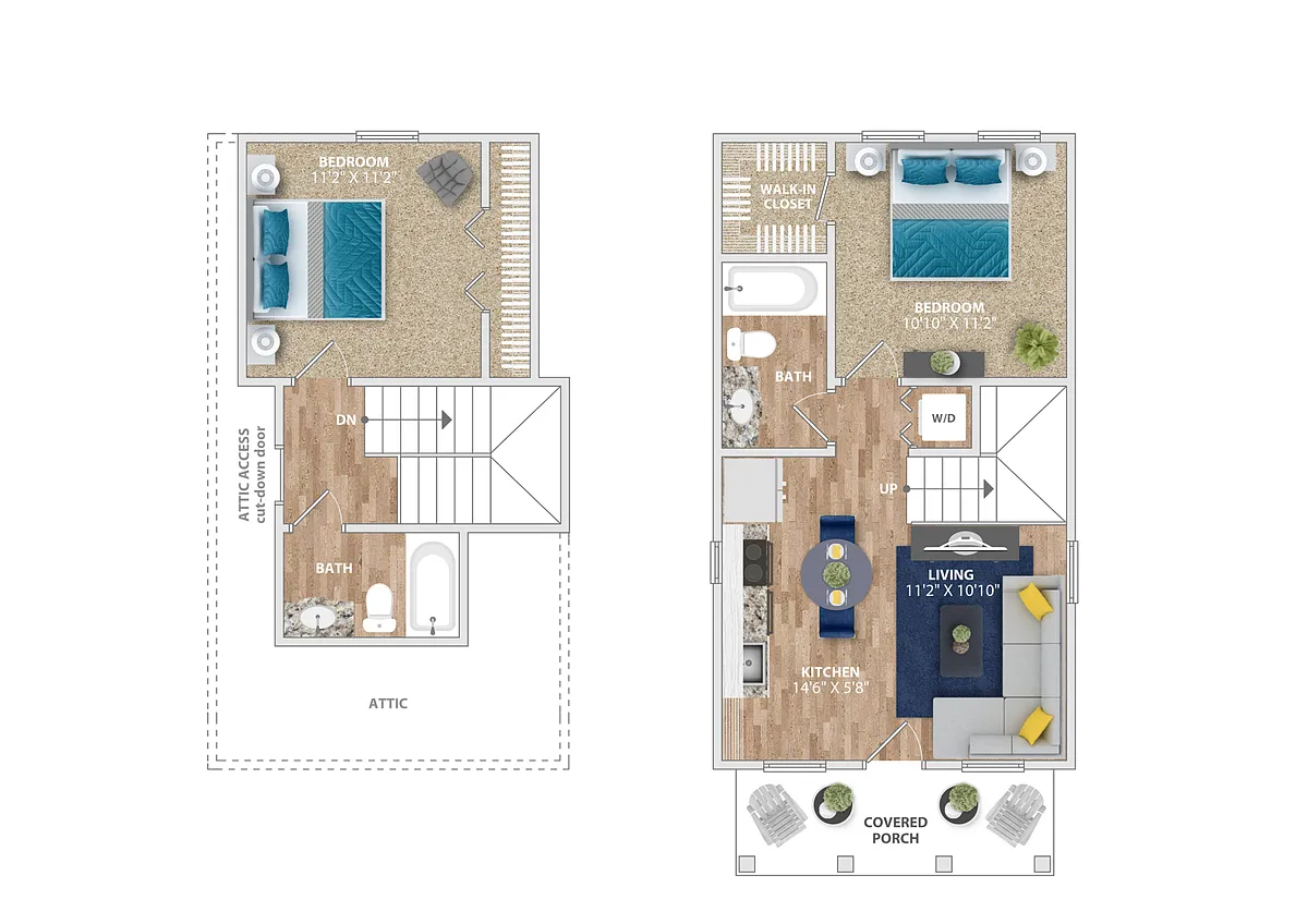 Floor plan Tybee - 1 Bedroom Loft