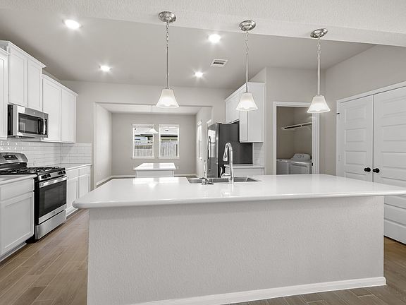 Kitchen with pendant lighting